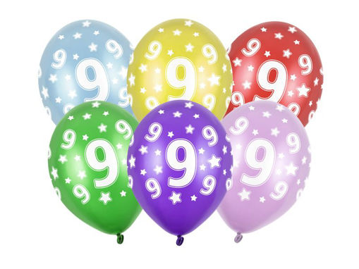 Picture of LATEX BALLOONS METALLIC 9TH BIRTHDAY 12 INCH - 6 PACK